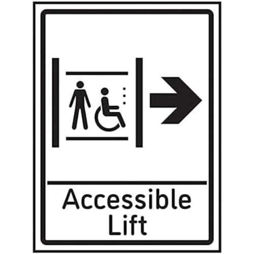 VSafety Accessible Lift Pfeil rechts – 200 mm x 300 mm – Selbstklebendes Vinyl von V Safety