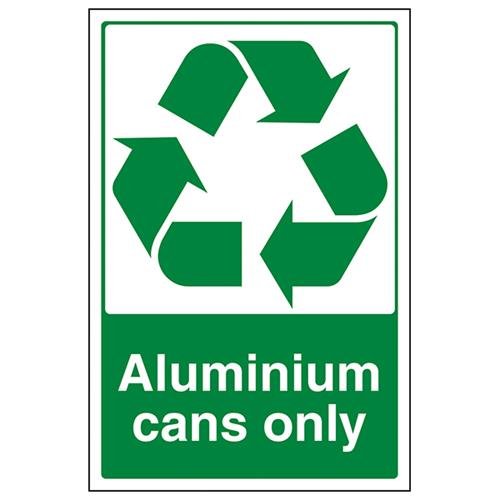 VSafety Aluminiumschild "Cans Only Recycling", Hochformat, 200 mm x 300 mm, 1 mm starrer Kunststoff von V Safety
