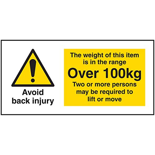 VSafety Avoid Back Injury – Gewicht dieses Artikels über 100 kg Aufkleber – 102 x 51 mm Rolle mit 250 Stück von VSafety