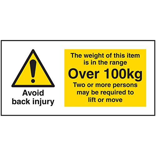 VSafety Avoid Back Injury – Gewicht dieses Artikels über 100 kg Aufkleber – 102 x 51 mm Rolle mit 250 Stück von V Safety