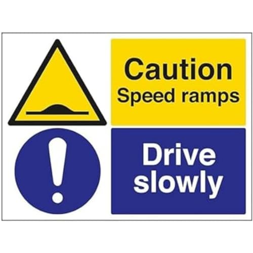 VSafety Caution Speed Ramps / Drive Slowly, 800 x 600 mm, 3 mm, Aluminiumverbundwerkstoff von V Safety