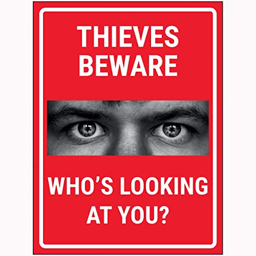 VSafety Ccrials Beware Who's Looking At You? Red Sign – 300 x 400 mm – selbstklebendes Vinyl von V Safety