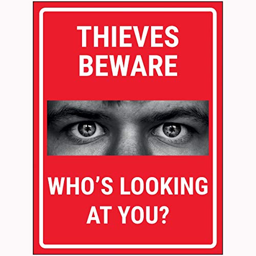 VSafety Ccrials Beware Who's Looking At You? Rotes Schild, 200 x 300 mm, 3 mm Aluminiumverbundstoff von VSafety