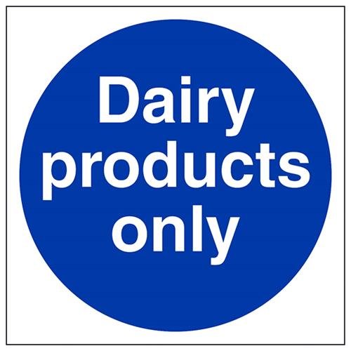 VSafety Dairy Products Only Schild aus Vinyl, quadratisch, 200 x 200 mm von V Safety