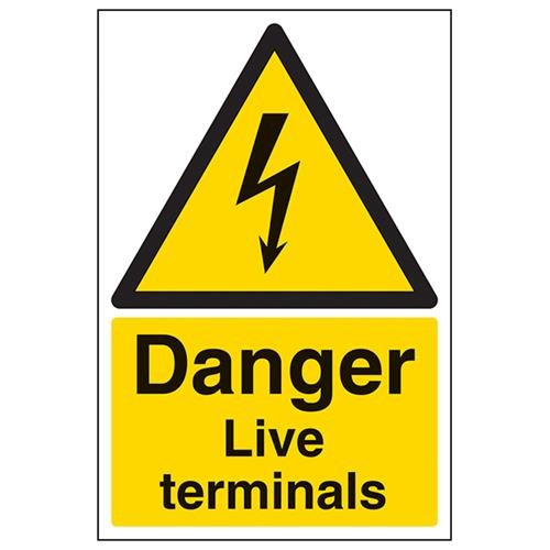 VSafety Danger, Live Terminals Warnschild, Hochformat, 200 mm x 300 mm, Vinyl von V Safety