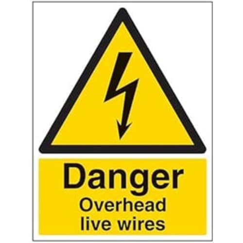 VSafety Danger, Overhead Live Wires Warnschild, Hochformat, 300 mm x 400 mm, Vinyl von VSafety