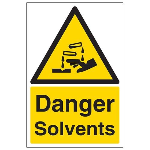 VSafety Danger Solvents Warnschild, Hochformat, 200 mm x 300 mm, selbstklebendes Vinyl von V Safety