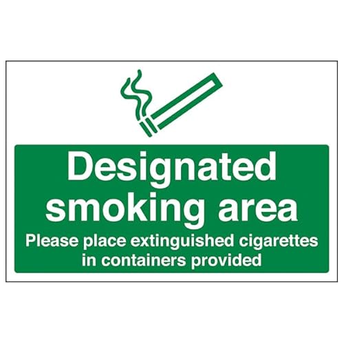 VSafety Designated Smoking...Place Extinguished...-800 x 600 mm, 3 mm Aluminium-Verbundwerkstoff mit Anti-Graffiti-Beschichtung und Befestigungskanal-Sicherheitsschild von V Safety