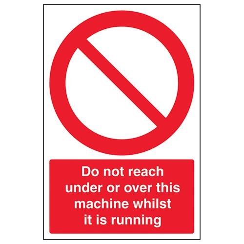 VSafety Do Not Reach Under Or Over This Machine When It Is Operating Schild - Hochformat - 200 mm x 300 mm - Selbstklebendes Vinyl von V Safety