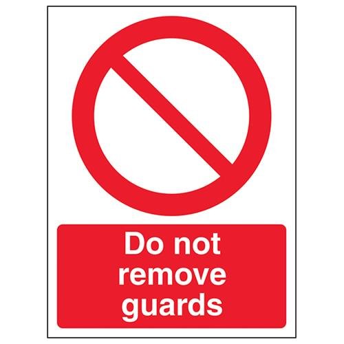 VSafety Do Not Remove Guards Schild, Hochformat, 150 x 200 mm, 1 mm starrer Kunststoff von V Safety