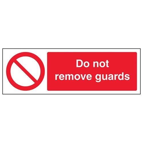 VSafety Do Not Remove Guards Schild, Querformat, 300 x 100 mm, 1 mm starrer Kunststoff von V Safety