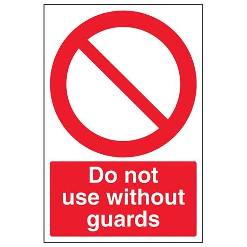 VSafety Do Not Use Without Guards Schild – Hochformat – 200 mm x 300 mm – selbstklebendes Vinyl von V Safety