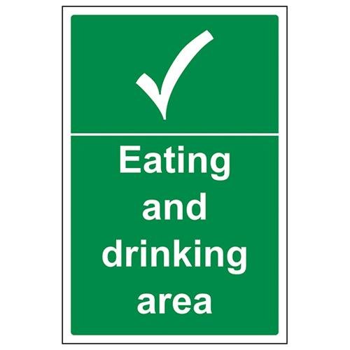 VSafety Eating And Drinking Area Schild, Hochformat, 200 x 300 mm, 1 mm starrer Kunststoff von V Safety