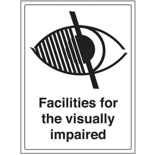 VSafety Facilities For The Visually Impaired Schild, Hochformat, selbstklebend, Vinyl, 300 x 400 mm von V Safety