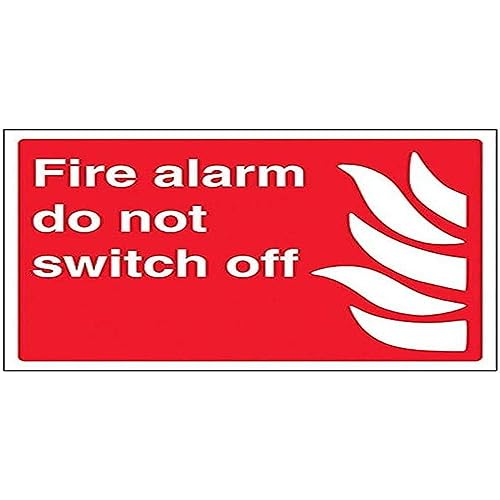 VSafety Fire Alarm Do Not Switch Off Schild, Querformat, 200 x 150 mm, 1 mm starrer Kunststoff von V Safety