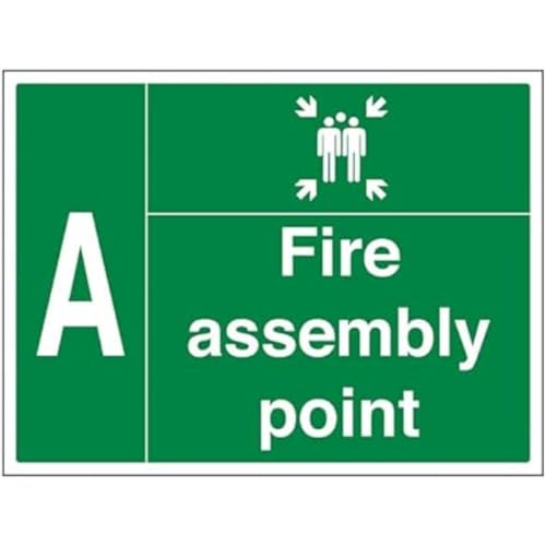 VSafety Fire Assembly Point w/ Family – A -800 x 600 mm 3 mm Aluminiumverbundstoff mit Befestigungskanal-Sicherheitsschild von V Safety