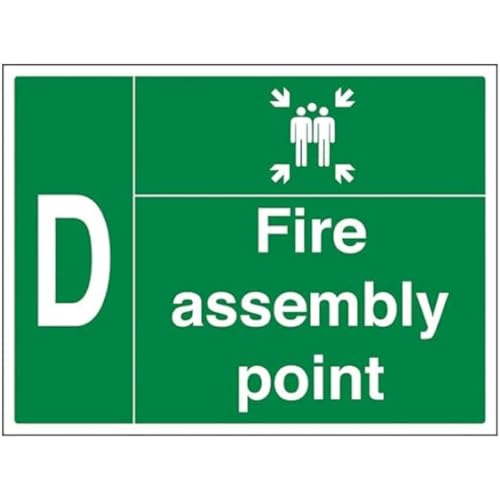 VSafety Fire Assembly Point w/ Family – D – 800 x 600 mm 3 mm Aluminiumverbundstoff mit Befestigungskanal-Sicherheitsschild von V Safety