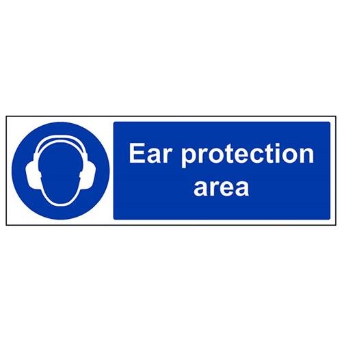 VSafety Gehörschutzbereich PSA Schild - Querformat - 450 mm x 150 mm - Vinyl von V Safety