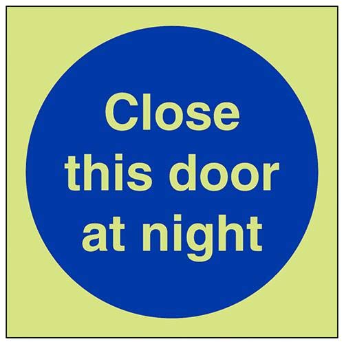 VSafety Glow In The Dark Close This Door At Night Pflichtschild, 150 x 150 mm, fester Kunststoff von V Safety