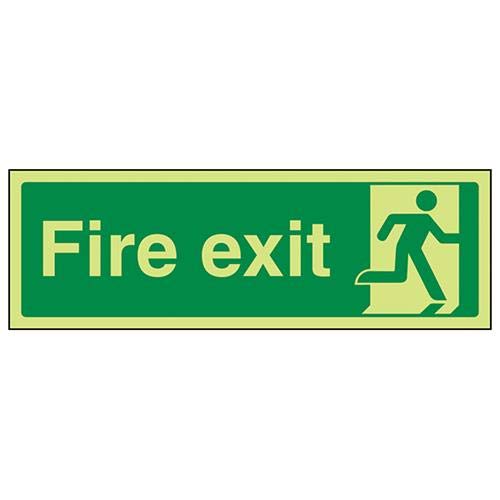 VSafety Glow In The Dark Final Fire Exit Man Right Schild – 600 mm x 200 mm – selbstklebendes Vinyl von V Safety