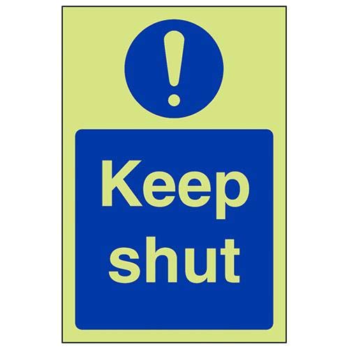 VSafety Glow In The Dark Keep Shut Schild, 100 mm x 150 mm, fester Kunststoff von V Safety