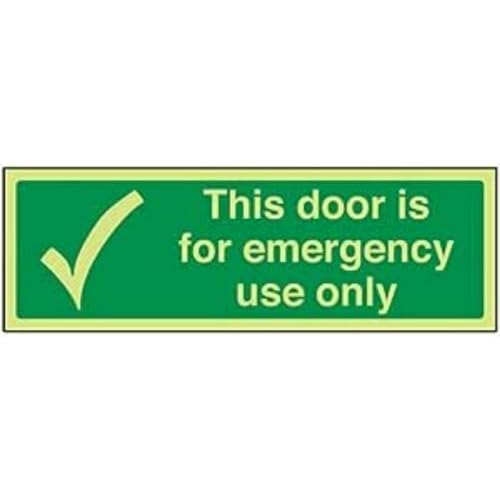 VSafety Glow In The Dark This Door Is For Emergency Use Only Schild – 600 mm x 200 mm – starrer Kunststoff von V Safety