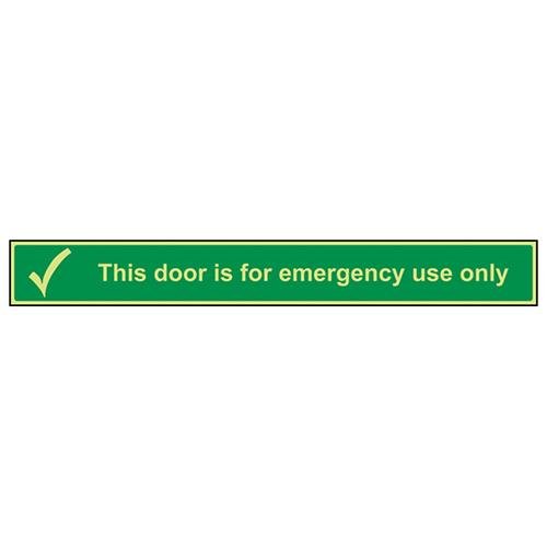 VSafety Glow In The Dark This Door Is For Emergency Use Only Türschild, 600 mm x 75 mm, selbstklebendes Vinyl von V Safety