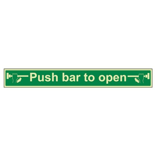 VSafety Glow In The Dark Türschild zum Öffnen, 600 x 75 mm, selbstklebendes Vinyl von VSafety