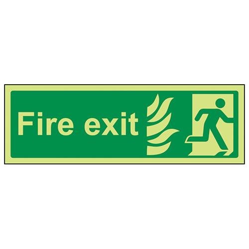 VSafety Glow in the Dark NHS Final Fire Exit Man Right Schild – 600 mm x 200 mm – selbstklebendes Vinyl von V Safety