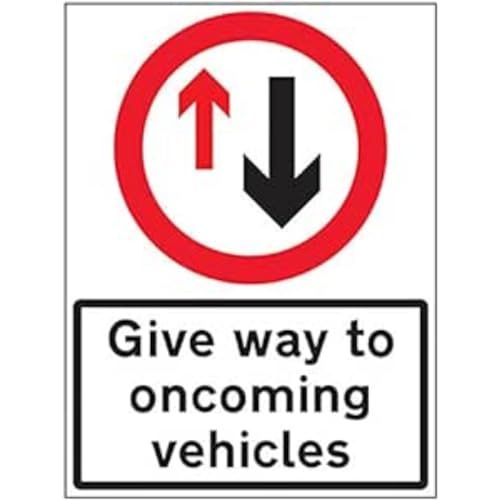 VSafety Hinweisschild "Give Way To Oncoming Traffic", 600 x 800 mm, 3 mm, Aluminium-Verbundwerkstoff von V Safety