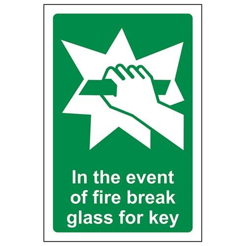 VSafety In Case Of The Fire Break Glass For Key Schild – Hochformat – 100 mm x 150 mm – 1 mm Hartplastik von V Safety