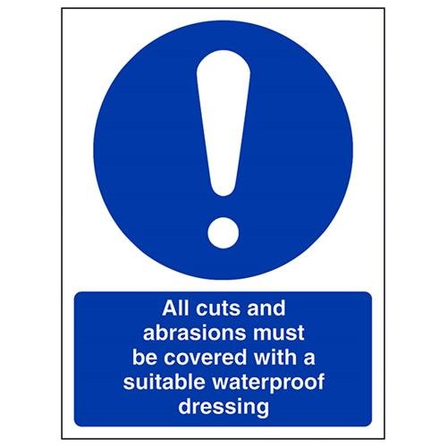VSafety Keep All Cuts And Abrasions Covered With A Suitable Waterproof Dressing Schild - Portrait - 150 mm x 200 mm - Selbstklebendes Vinyl von V Safety