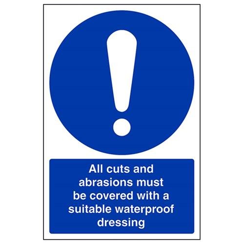 VSafety Keep All Cuts And Abrasions Covered With A Suitable Waterproof Dressing Schild - Portrait - 200 mm x 300 mm - Selbstklebendes Vinyl von V Safety