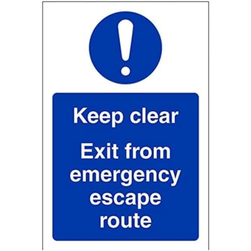 VSafety Keep Clear Exit From Emergency Escape Route Schild – Hochformat – 100 mm x 150 mm – 1 mm starrer Kunststoff von V Safety