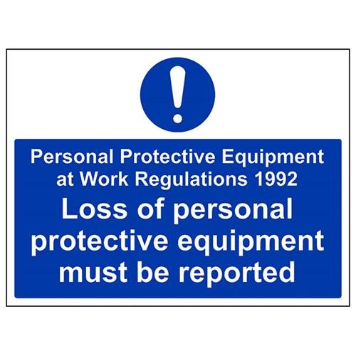 VSafety Loss Of Protective Equipment Must Be Reported Schild, Querformat, 400 x 300 mm, 1 mm starrer Kunststoff von V Safety