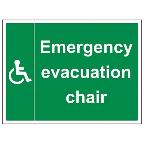 VSafety Notfall-Evakuierungs-Stuhlschild, Querformat, 400 x 300 mm, Vinyl von V Safety