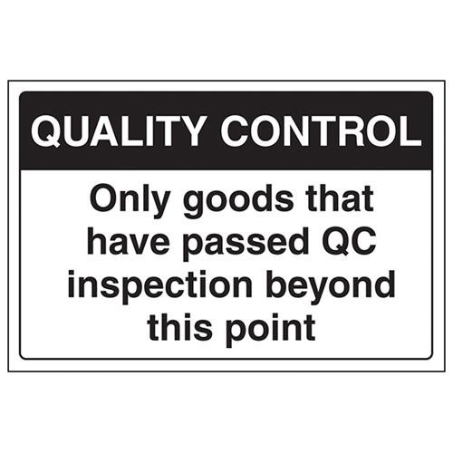 VSafety Only Goods That Have Passed QC Inspection Beyond This Point Schild – Querformat, 300 mm x 200 mm – selbstklebendes Vinyl von V Safety