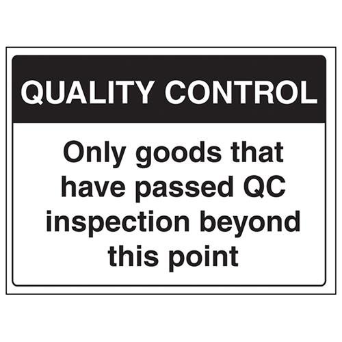 VSafety Only Goods That Have Passed QC Inspection Beyond This Point Schild – Querformat, 400 mm x 300 mm – selbstklebendes Vinyl von VSafety