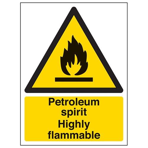 VSafety Petroleum Spirit Warnschild aus starrem Kunststoff, Hochformat, 150 x 200 mm, 1 mm von V Safety
