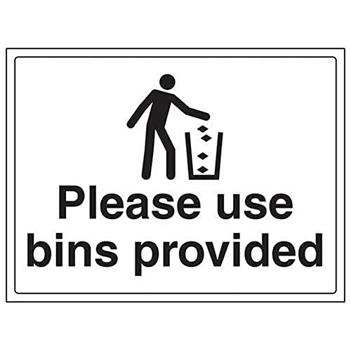 VSafety Please Use Bins Provided Schild – Querformat, 400 mm x 300 mm, 1 mm starrer Kunststoff von V Safety