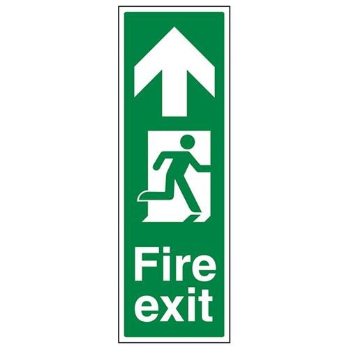 VSafety Portrait Fire Exit Arrow Up Schild - Hochformat - 150 mm x 450 mm - Vinyl von V Safety