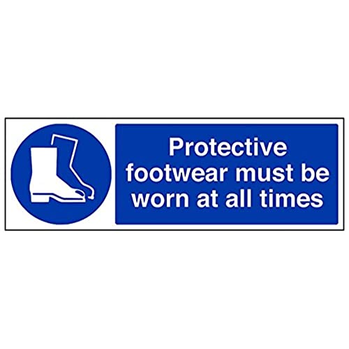 VSafety Protective Footwear Must Be Worn At All Times PSA-Schild, Querformat, 450 x 150 mm, 1 mm starrer Kunststoff von V Safety