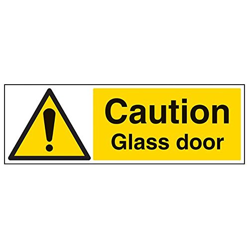 VSafety Schild "Caution Glass Door", Querformat, 3 Stück, 600mm x 200mm, 3 von VSafety