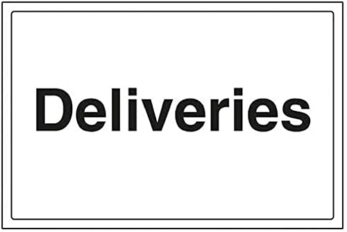 VSafety Schild "Deliveries", Querformat, 300 x 200 mm, 1 mm starrer Kunststoff von V Safety