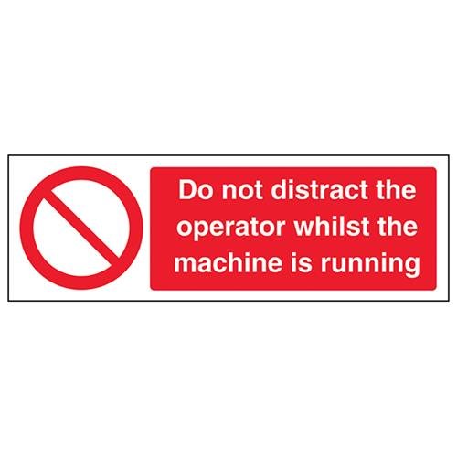 VSafety Schild "Do Not Distract The Operator While The Machine Is Moving", Querformat, 300 mm x 100 mm, 1 mm starrer Kunststoff von V Safety