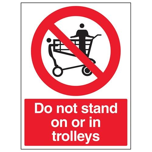 VSafety Schild "Do Not Stand On Or In Trolley", Hochformat, 300 x 400 mm, 1 mm starrer Kunststoff von V Safety