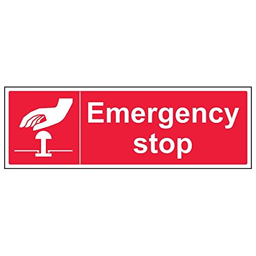 VSafety Schild "Emergency Stop", Querformat, 3 Stück, 450mm x 150mm, 3 von V Safety