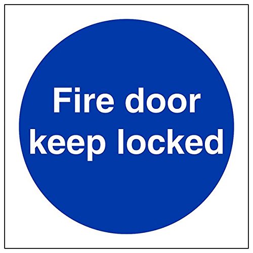 VSafety Schild "Fire Door Keep Locked", quadratisch, 3 Stück, 100mm x 100mm, 3 von V Safety