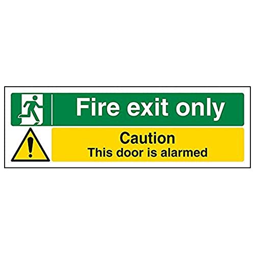 VSafety Schild "Fire Exit Only/Door Alarmed", Querformat, 3 Stück, 300mm x 100mm, 3 von V Safety