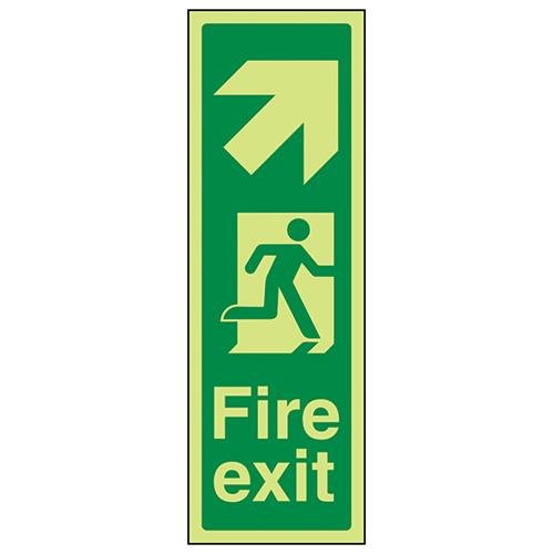 VSafety Schild Fire Exit Pfeil nach rechts leuchtet im Dunkeln, 100 mm x 300 mm, selbstklebendes Vinyl von V Safety